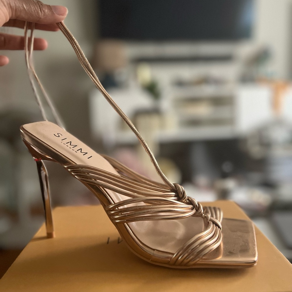Rose Gold Strappy Heels for Women (laces up to thigh)